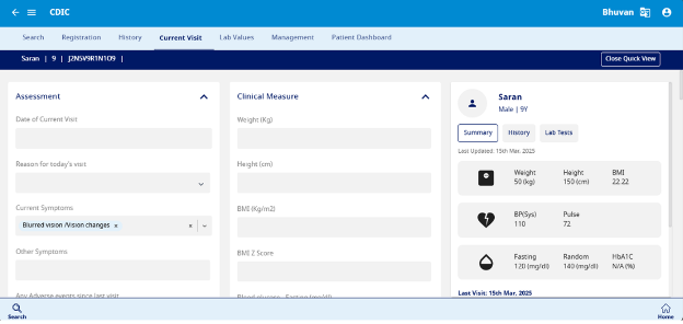 Fig 8 - Current Visit with Assessment and Clinical Measure