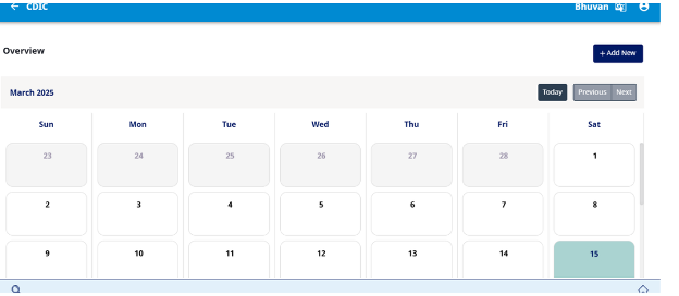Fig 16 - Appointment calendar