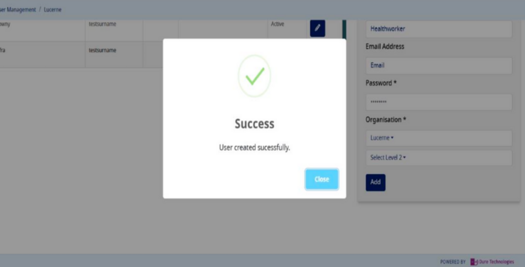 User created successfully